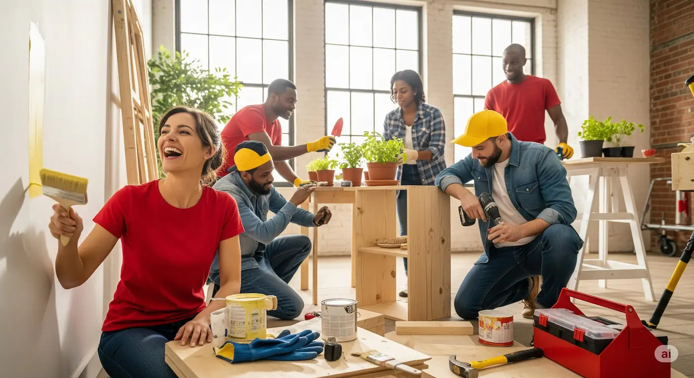 Persona feliz renovando su hogar con productos de Do It Center